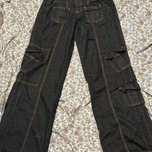 BDG Black Cargo Pants with Contrast Stitching